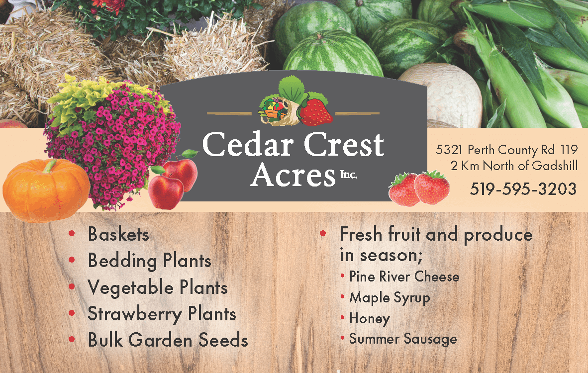 Cedar Crest Acres Farm Fresh Local Produce near Stratford 